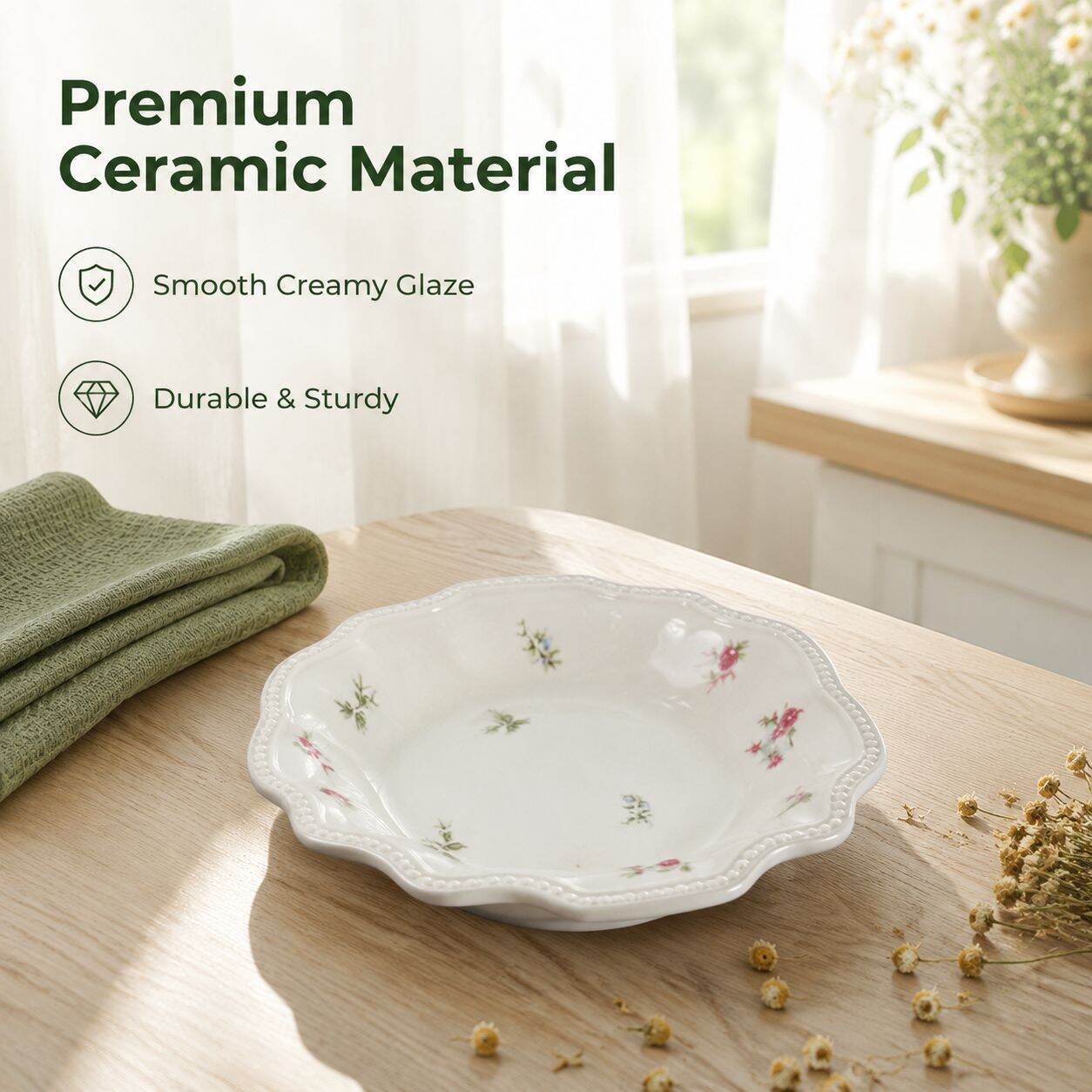 Fleur Ceramic Round Plate 26cm 2-piece Set/Home Gift