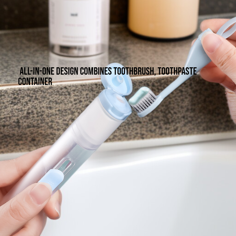 Compact All-in-One Travel Toothbrush Kit