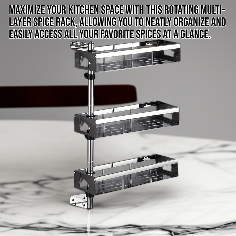 Kitchen rotating multi-layer spice rack