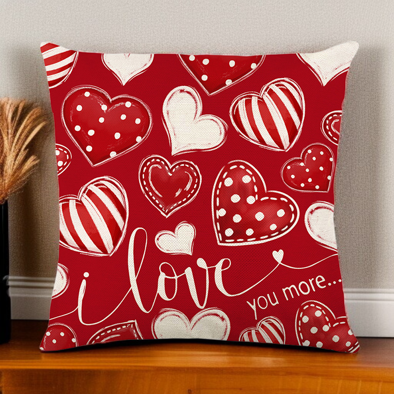 Valentine'S Day Printed Pillowcase Pillowcase Alphabet Printed Valentine'S Day Heart Home