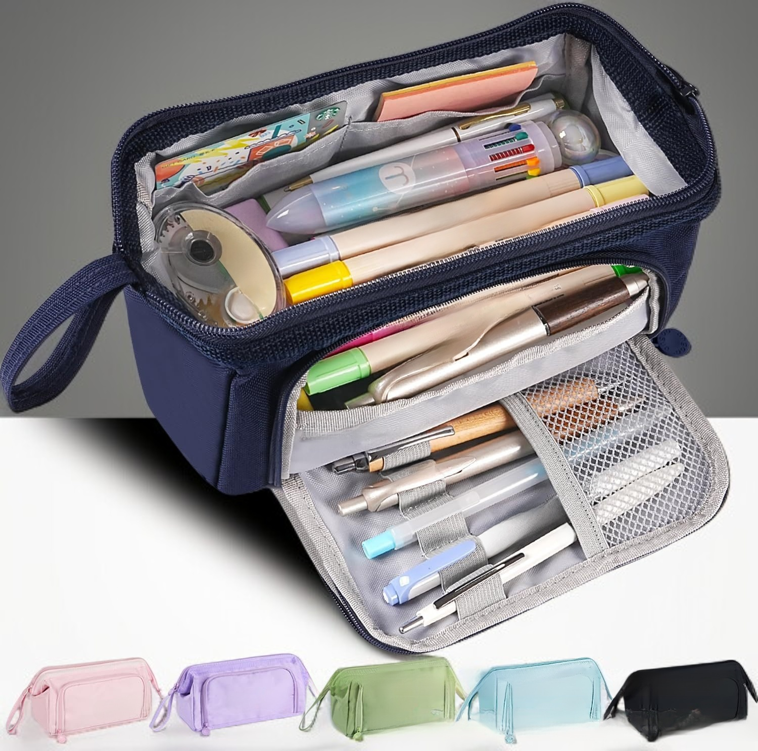 Large capacity portable pencil case