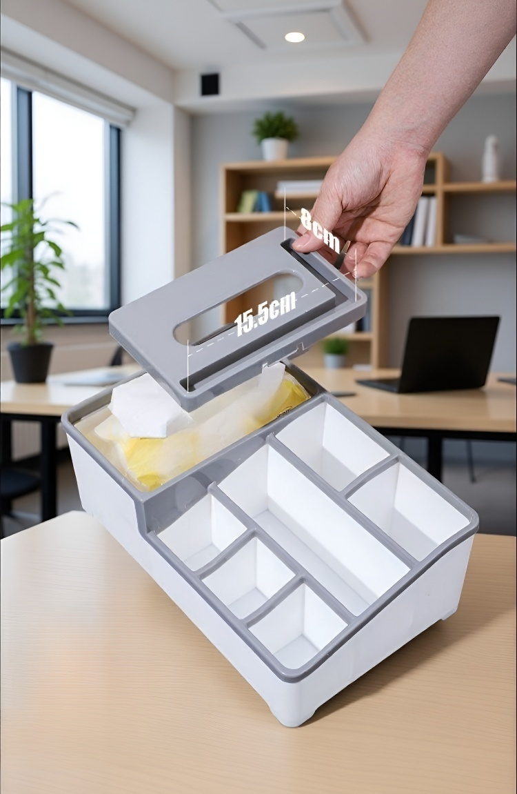 オフィスデスク上のティッシュボックス使用イメージ