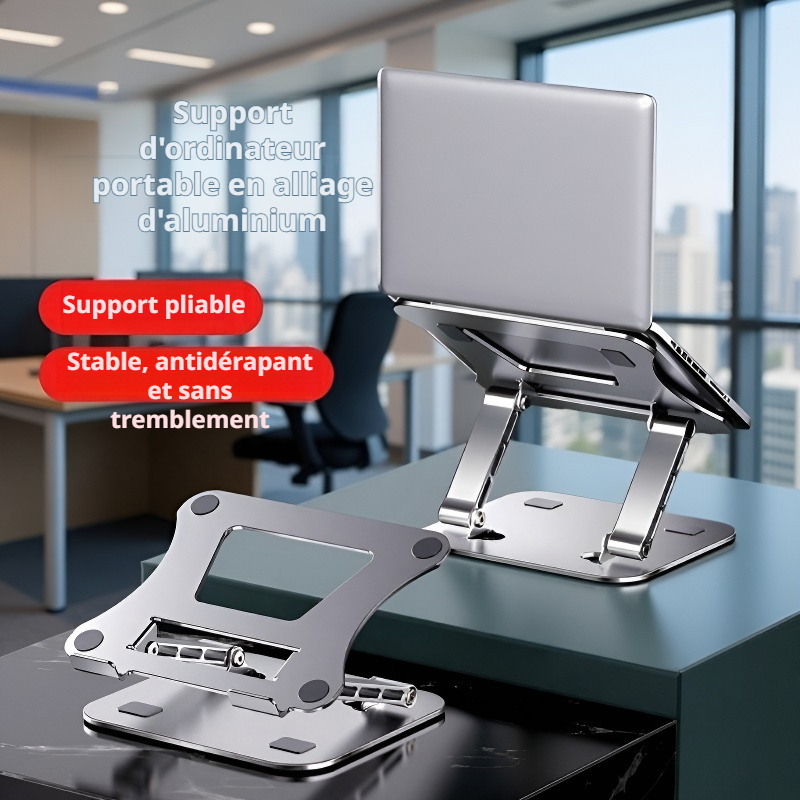 Support d’ordinateur en acier carbone, pliable, surélevé, pour bureau, avec ventilation
