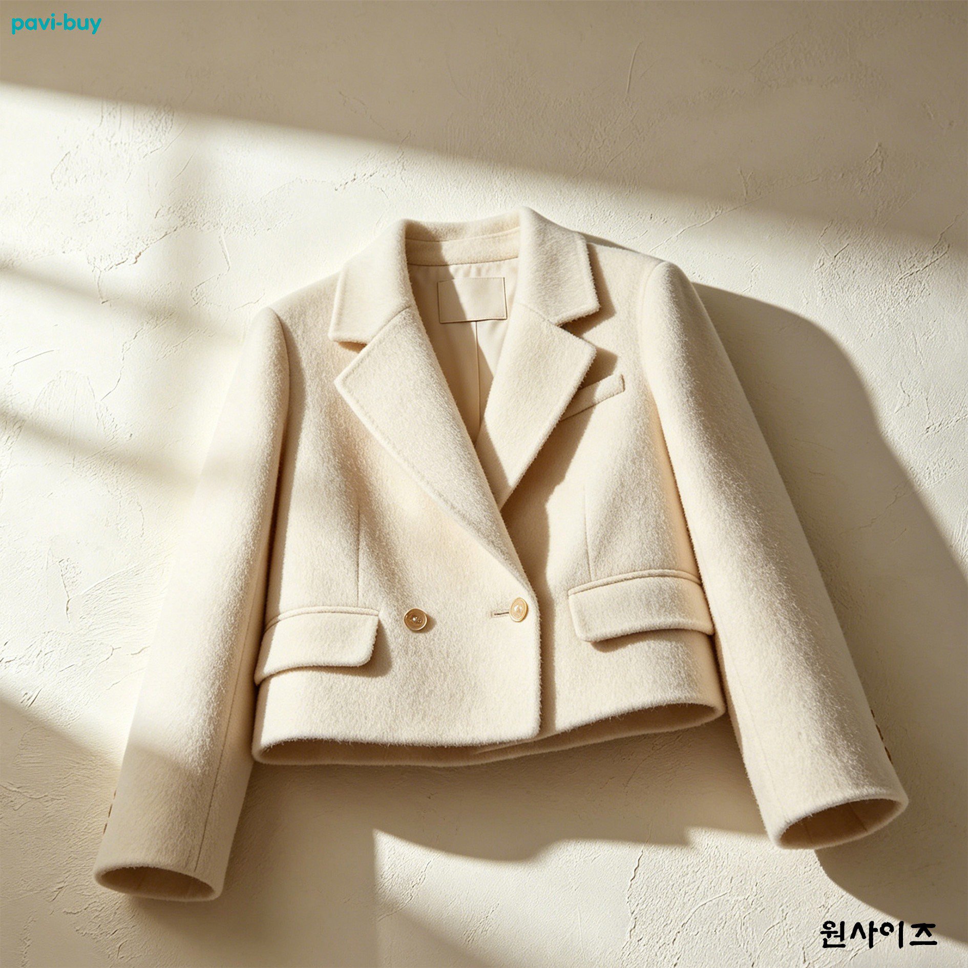 고급 소재 여성 정장 재킷 소매 클로즈업