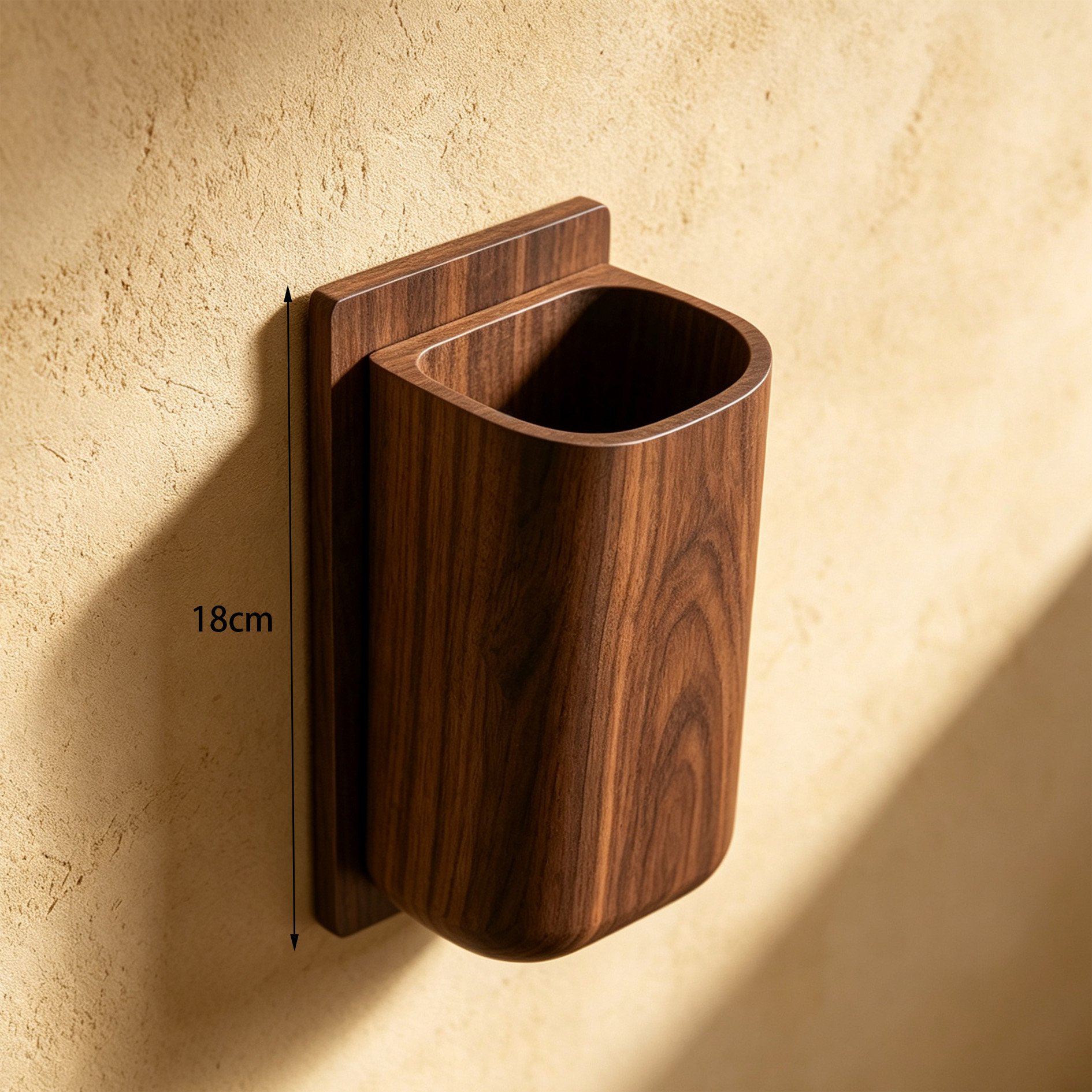 Wall-mounted umbrella storage solution made of solid wood