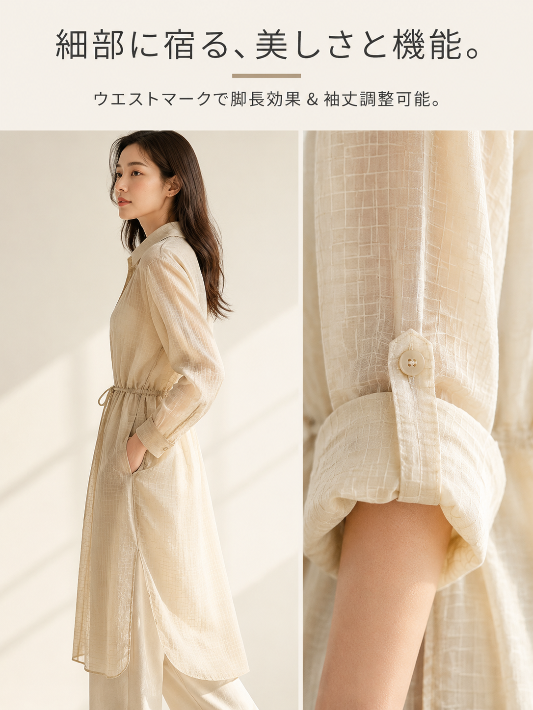 シルクロング丈UVカットシャツ