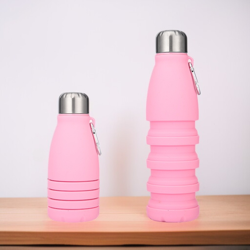 야외용 식품 등급 실리콘 휴대용 접이식 스포츠 물병