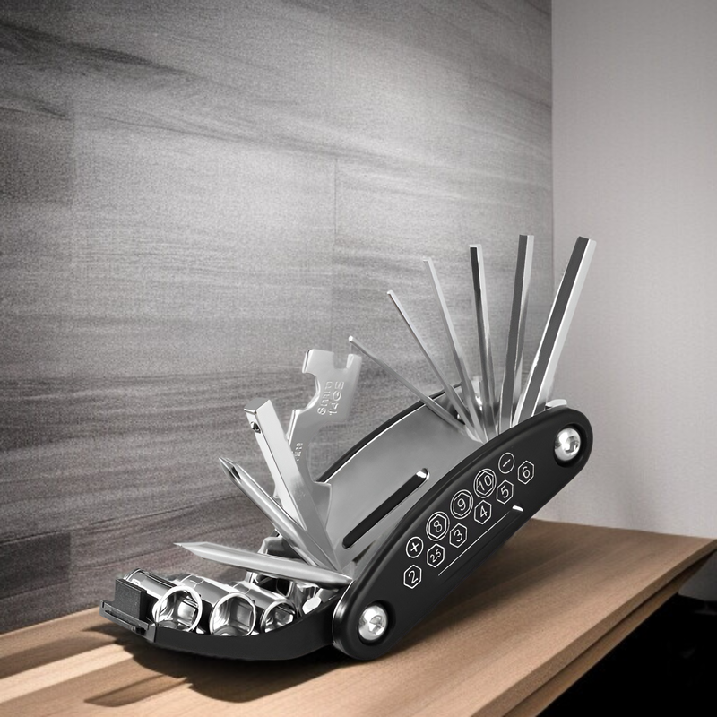 自転車修理ツール 16 in 1 ドライバーセット 多機能折りたたみ式六角レンチ プラムツール