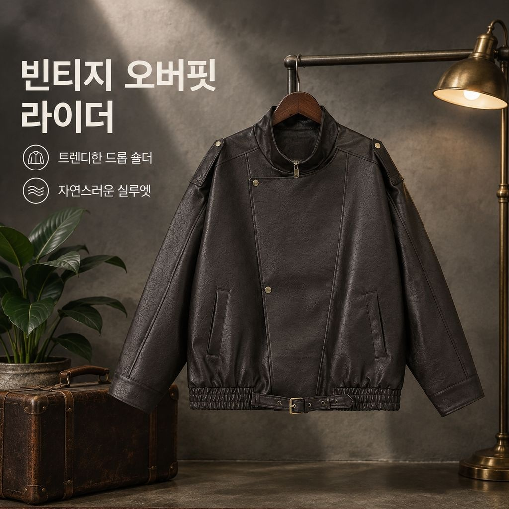 가을 신상 남녀공용 빈티지 카라 PU 레더 라이더 자켓