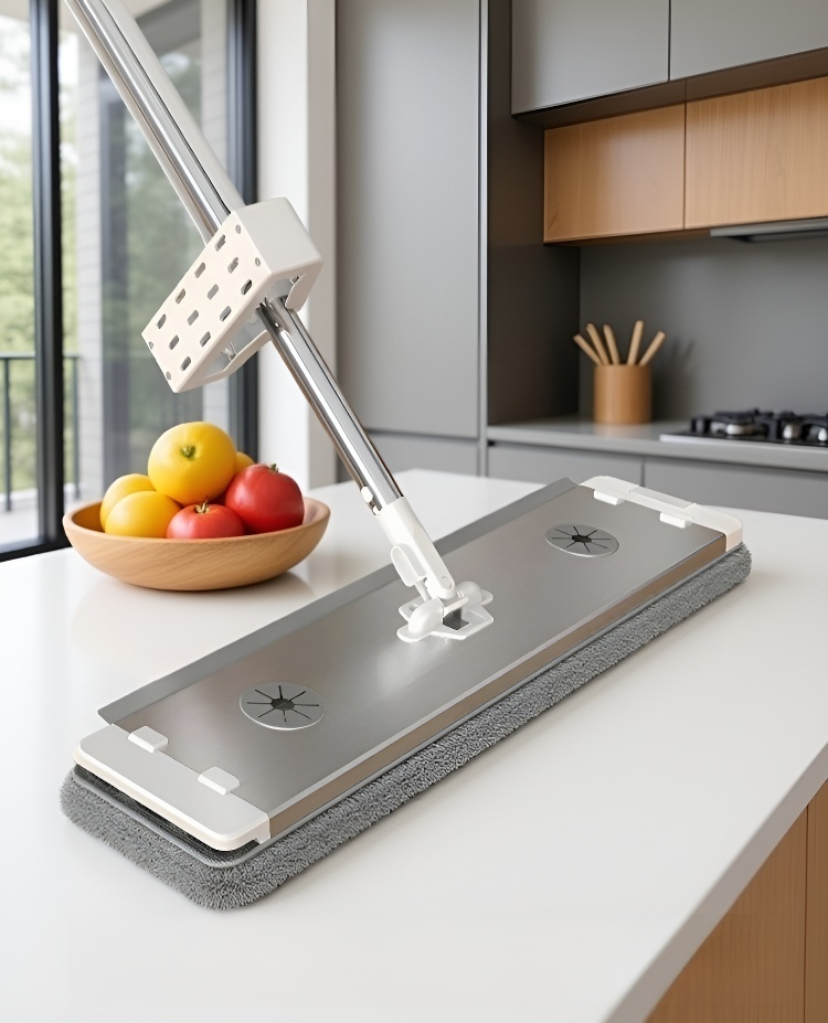 掃除が簡単なアルミ合金フラットモップの機能説明画像