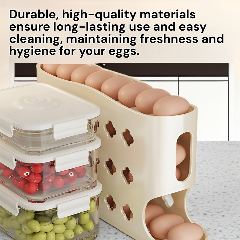 Side Door Egg Rack, Slanted Multi-layer Automatic Rolling Storage Box