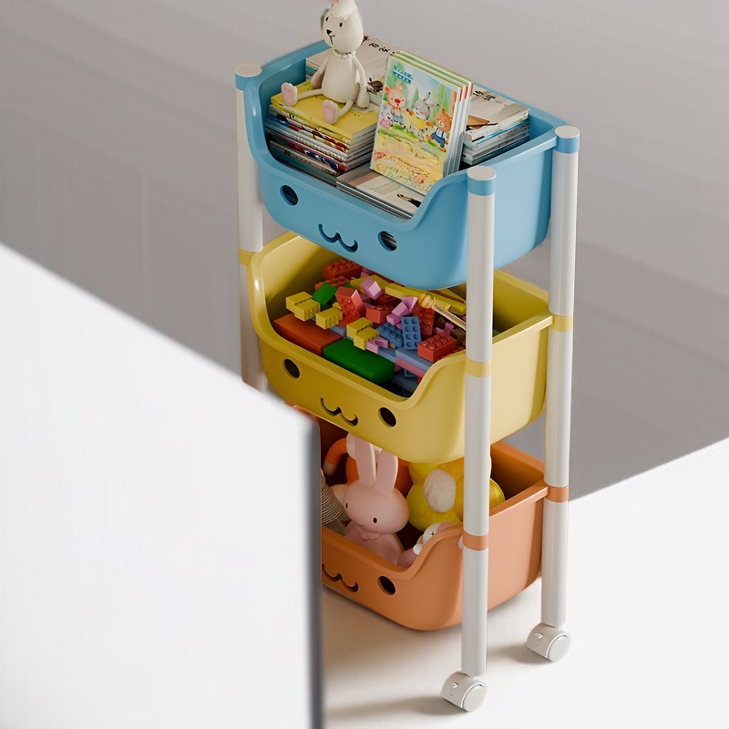 ベビーカー子供のおもちゃの収納ラック床置き多層おもちゃの収納ラックホームモバイルスナック収納本棚