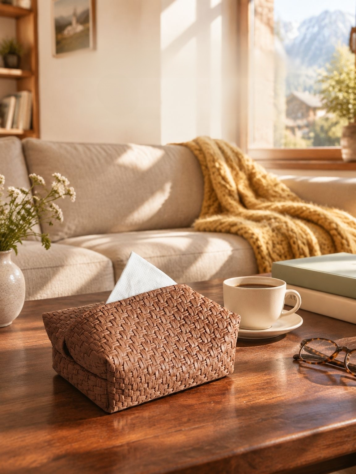 Vintage-Style High-End 2025 Tissue Box for Home Use, Woven Living Room Tissue Box, Light Luxury Napk