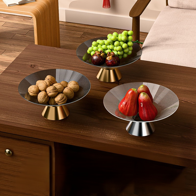 Nordic Style Striped Candy Dish with Drainage for Living Room