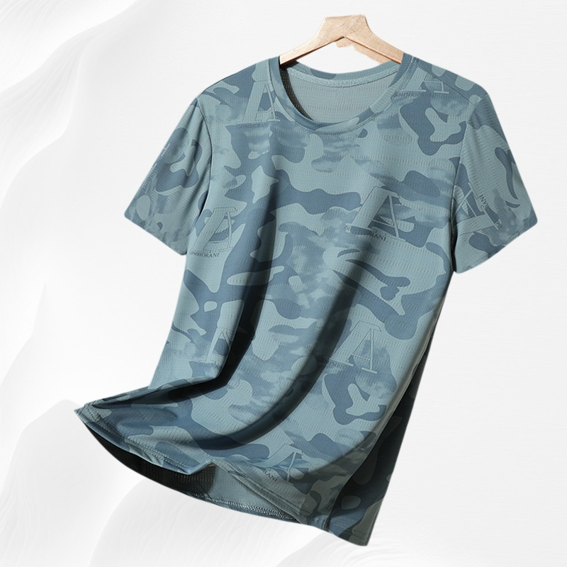  เสื้อยืดผู้ชายฤดูร้อน ผ้าเย็นแห้งเร็ว ทรงหลวม คุณภาพดี