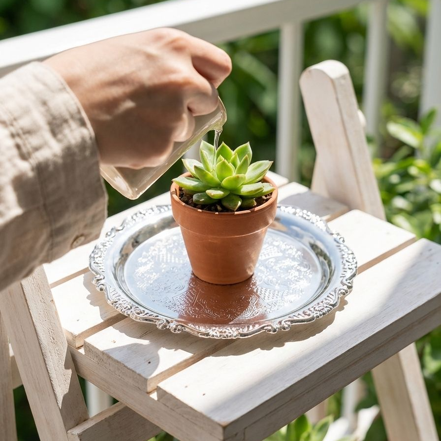 Close-up of detailed carvings on retro metal tray