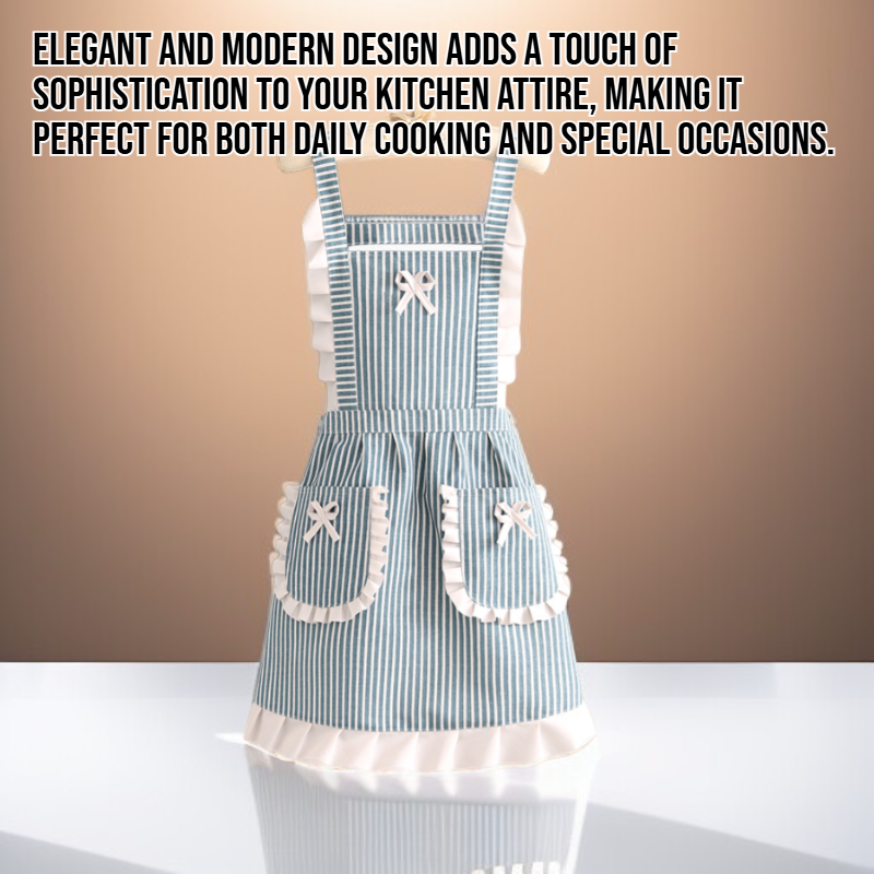 Cotton and linen kitchen apron for women front view
