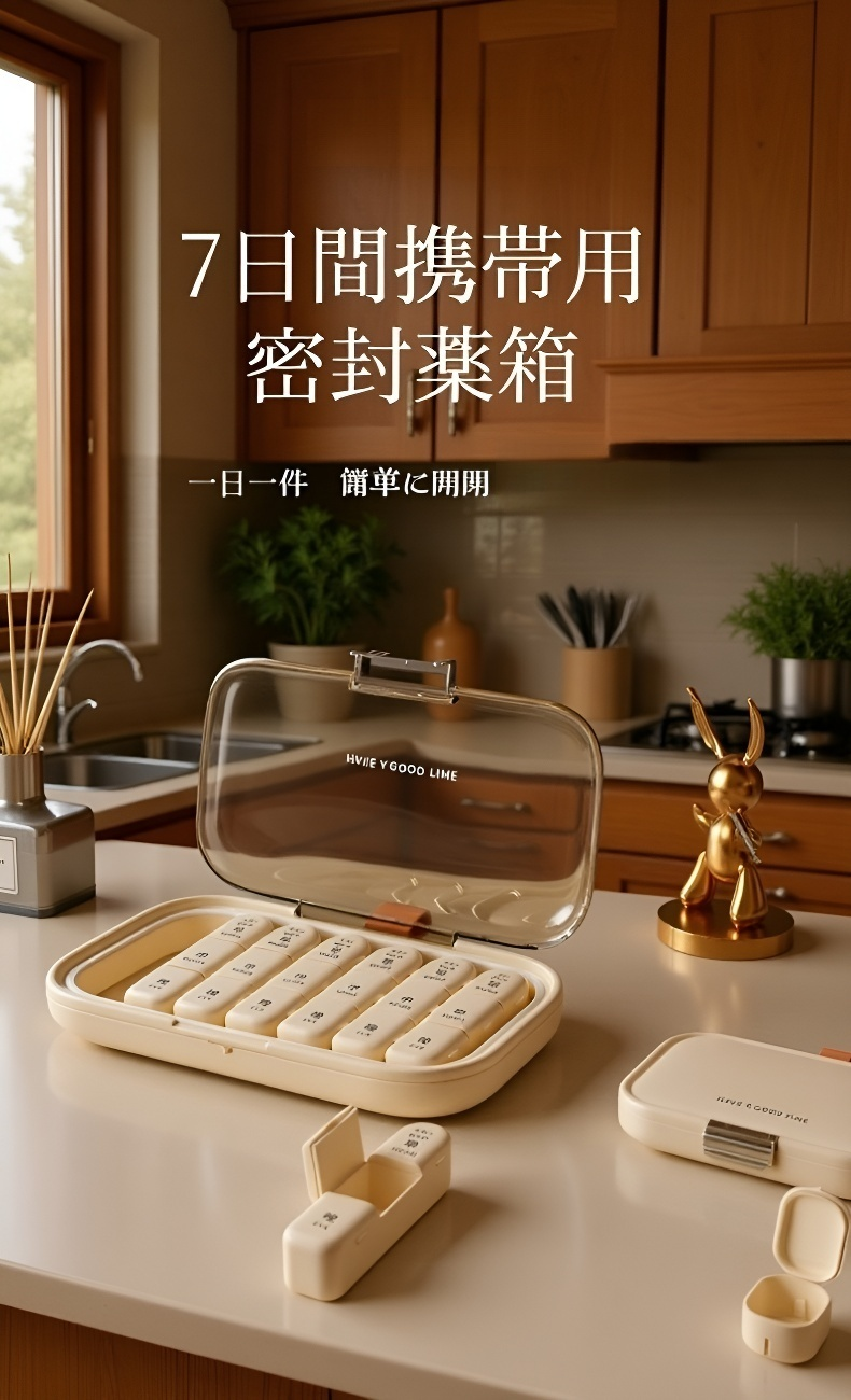 一週間用携帯型薬箱の全体画像