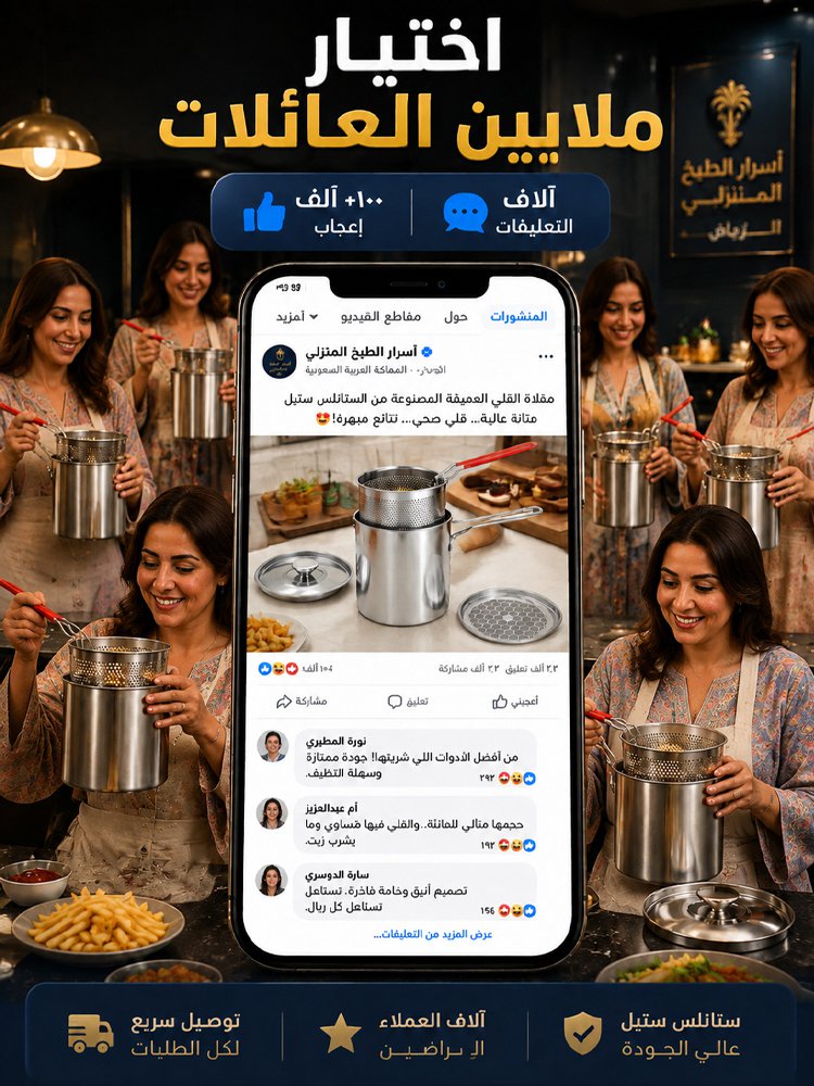 (توفير هائل للزيت) مقلاة عميقة متعددة الاستخدامات من الفولاذ المقاوم للصدأ 304