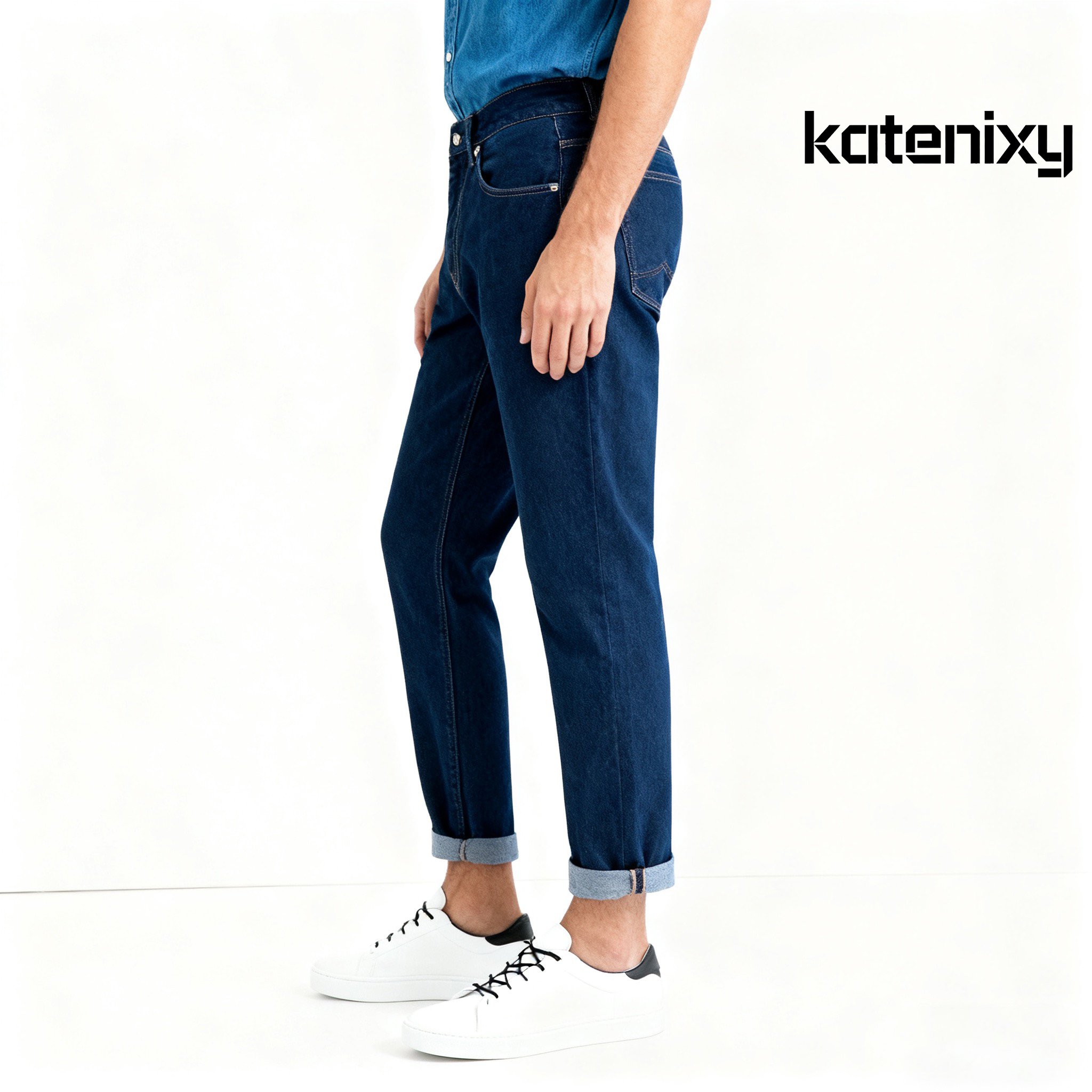 다크 블루 스트레이트 레그 진