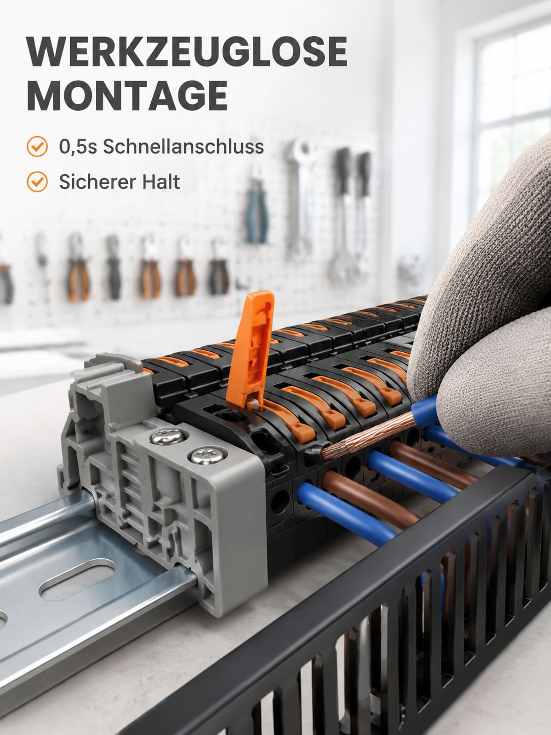 Hutschienenmontierbarer Druckanschluss-Verteilerblock