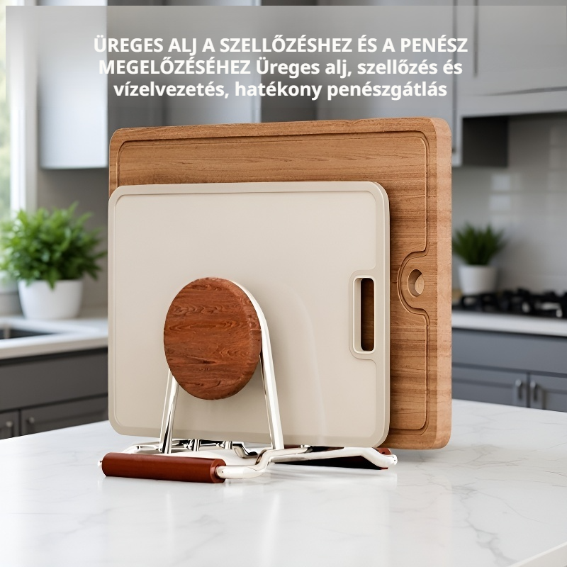 Rozsdamentes acél konyhai vágódeszka tartó