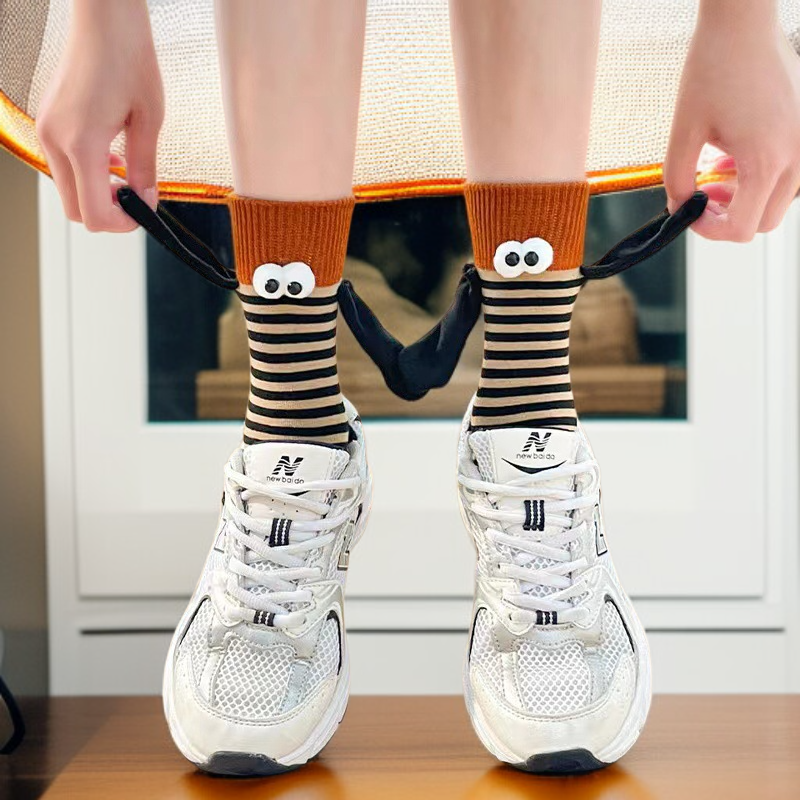 牵手カラフル磁気付きペアソックス 女性用ドーパミンカラー中筒ソックス