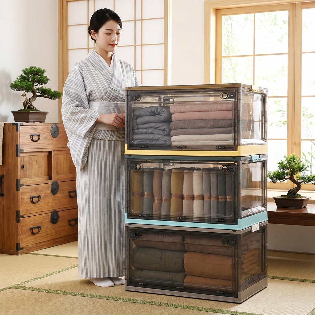 キャスター付き透明収納ボックス