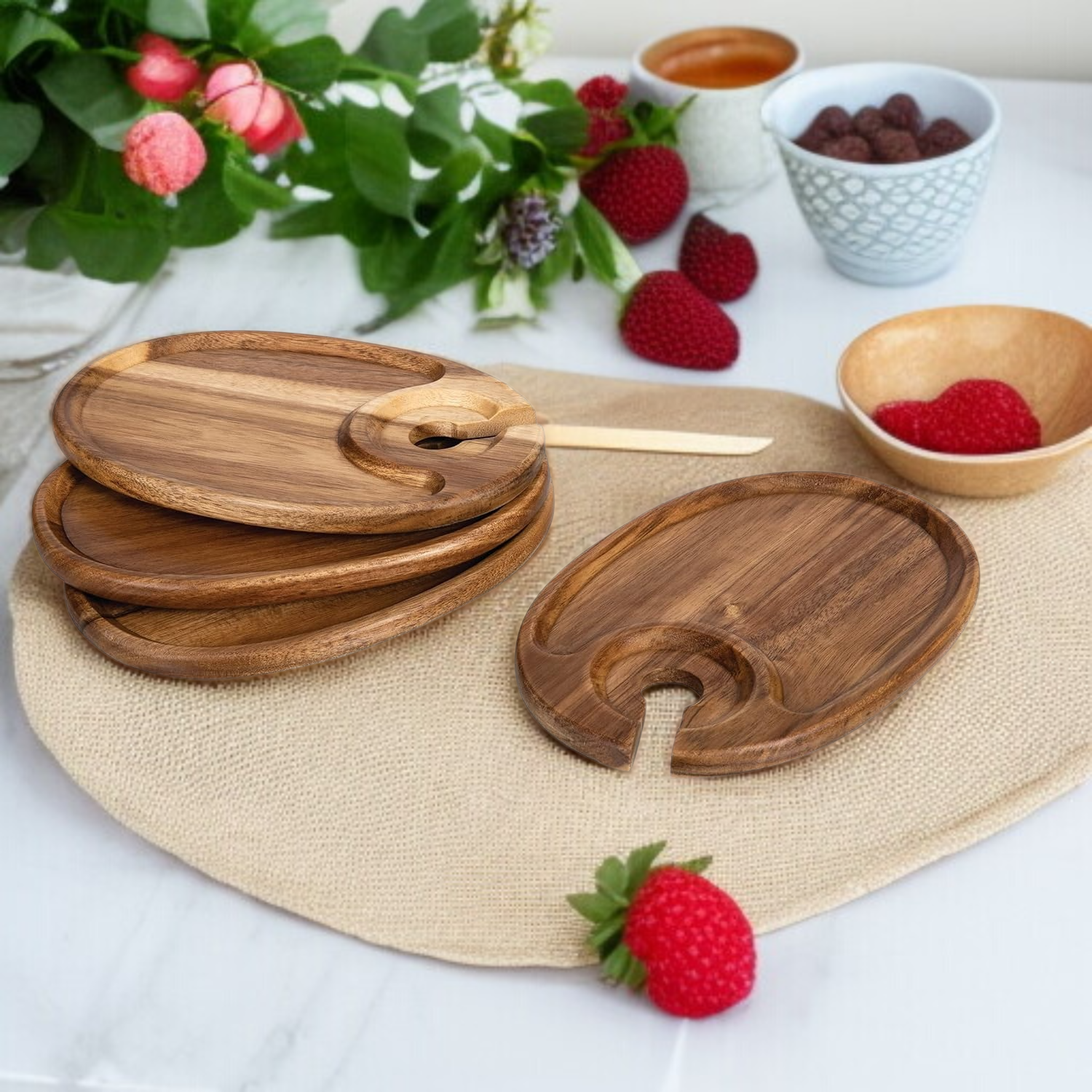 고급 원목 소재의 나무 와인 쟁반