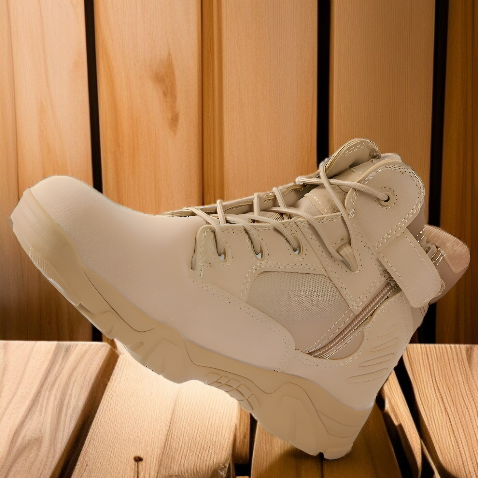 男性用デザート戦術トレーニングブーツ滑り止め耐摩耗ロートップミリタリーブーツ