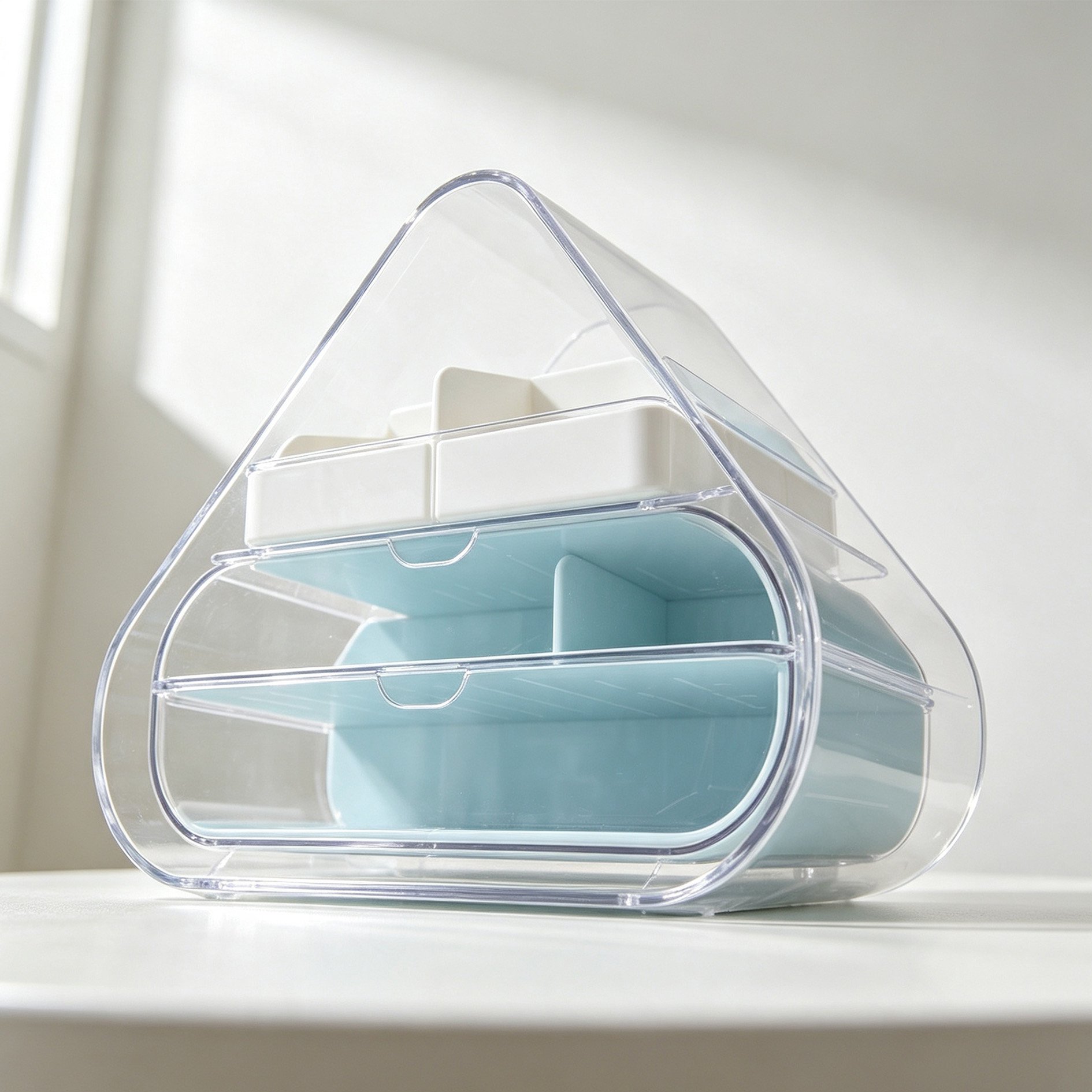 Multi-compartment transparent storage box