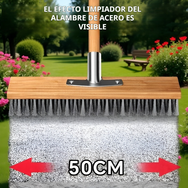 Cepillo de piso con cabezal grande de alambre de acero inoxidable