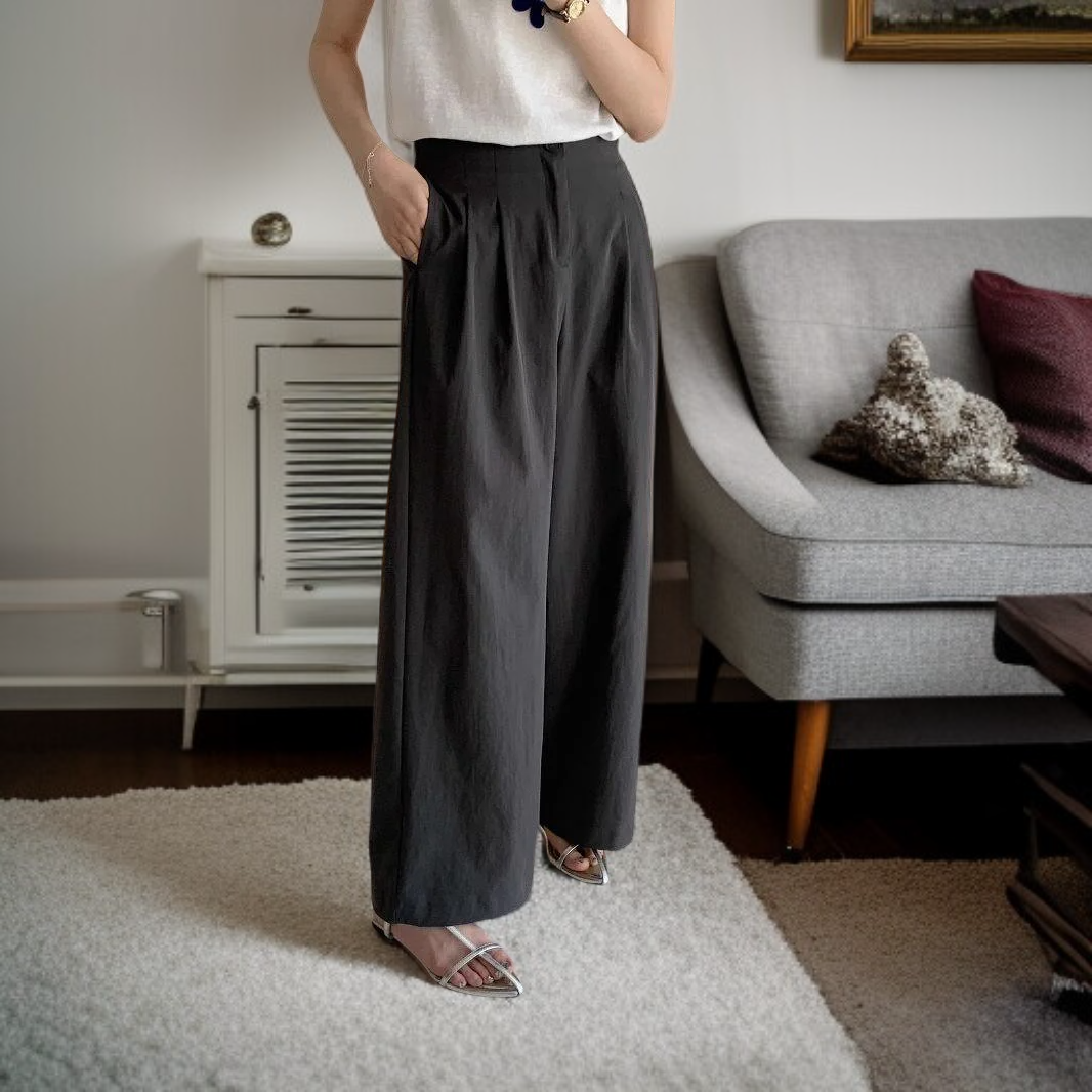 여성 통근 처짐 와이드 팬츠 정장바지 여 슬림 캐주얼 일자 팬츠 와이드 팬츠 여성 캐주얼 처짐 정장바지