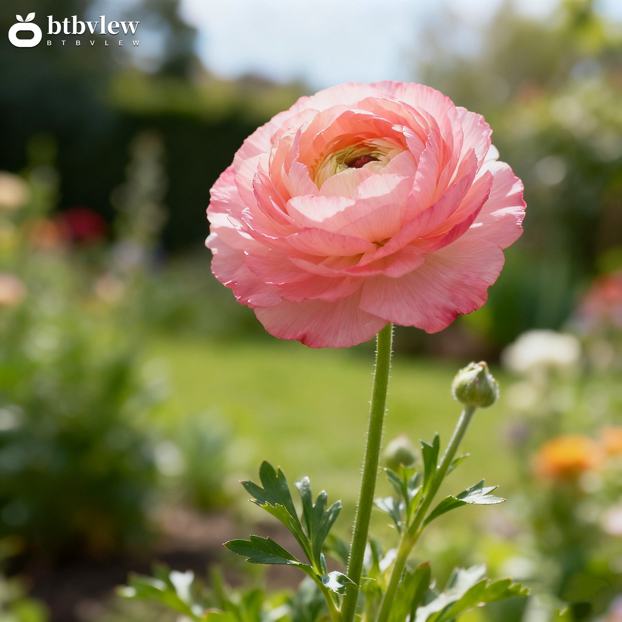 Pryskyřník v plném květu na zahradě