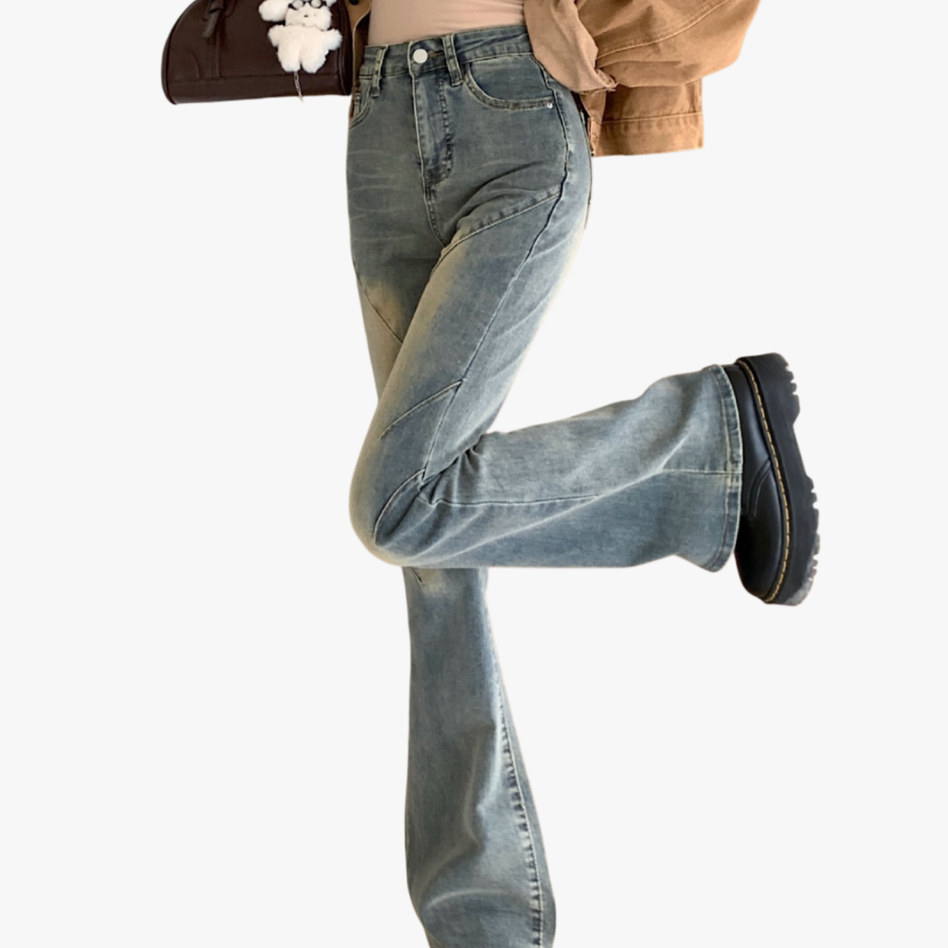 봄 신상 일자 와이드 슬리퍼 스판 부츠컷 데님 팬츠녀