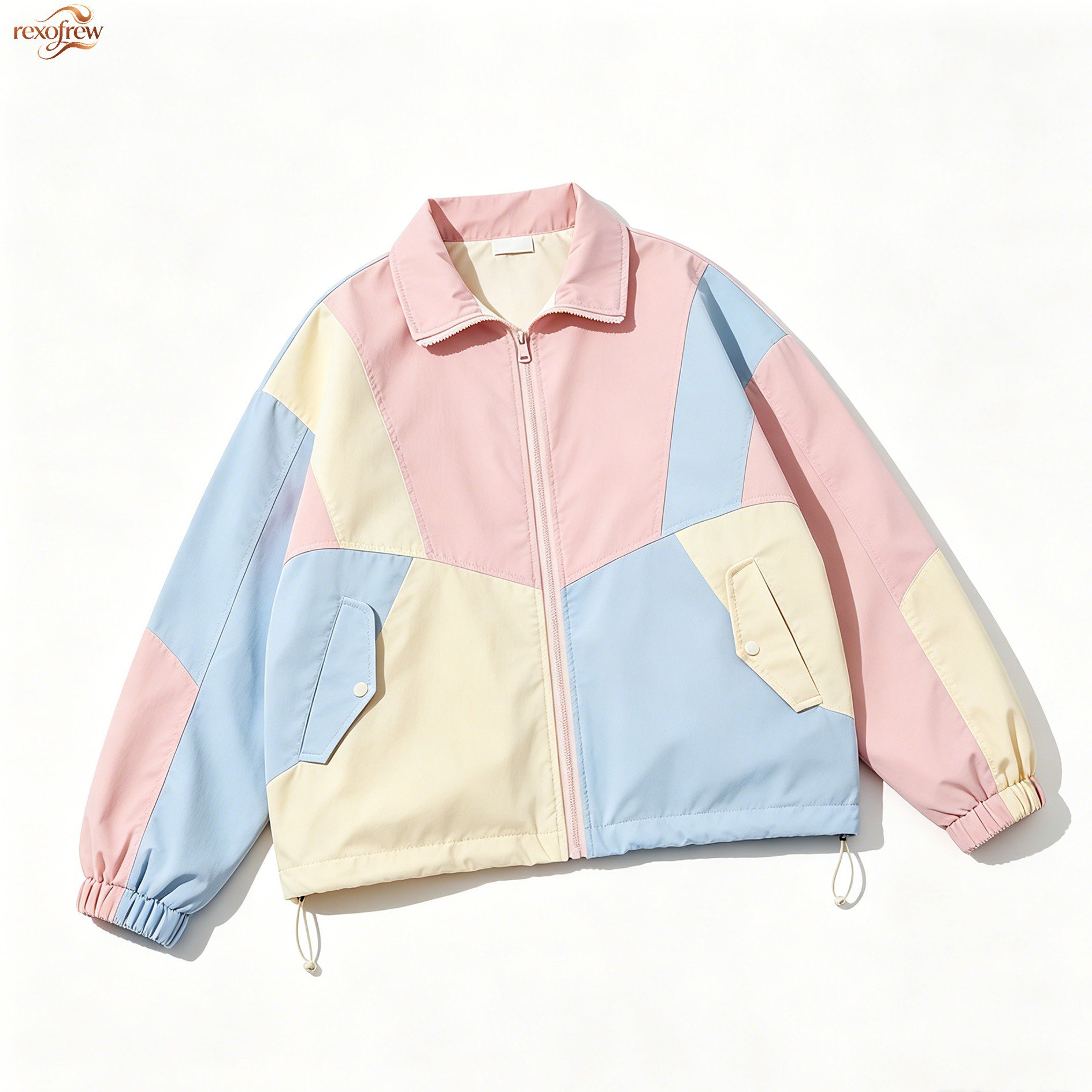 컬러 블록 라펠 코트
