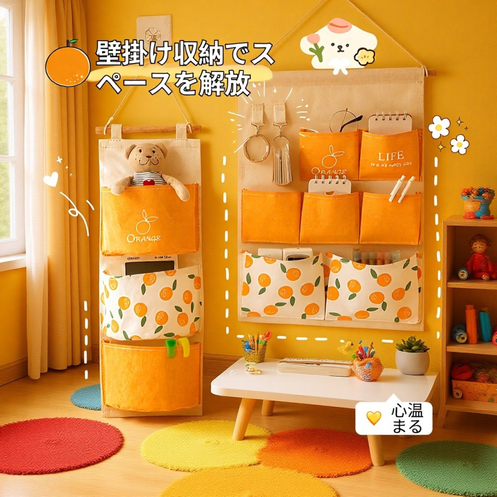 布製壁掛け収納ポケット 寮用多機能ウォールオーガナイザー