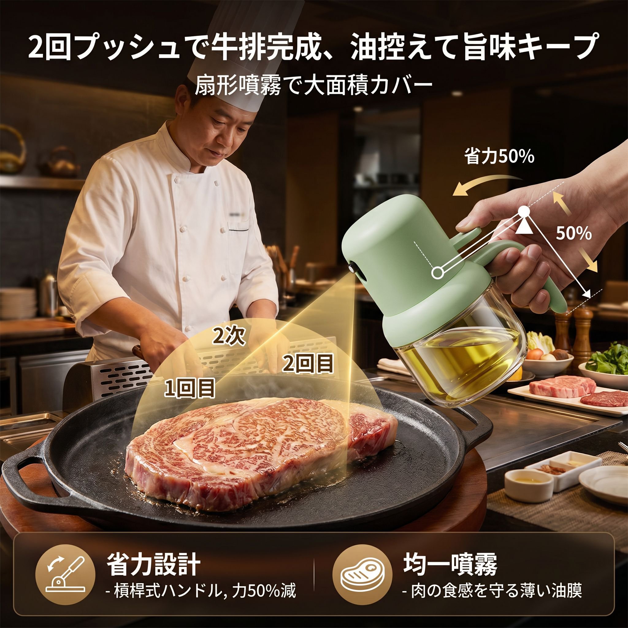 食用油ミストコントロールガラススプレーボトル
