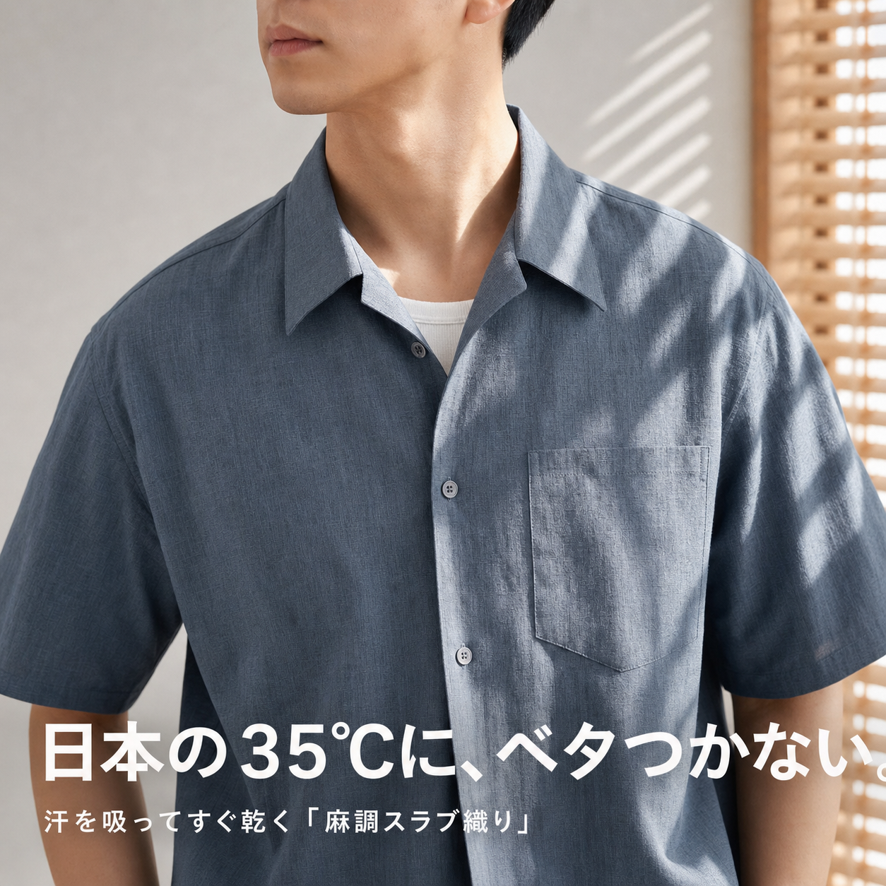 メンズ夏カラーブロックチェック半袖シャツセット