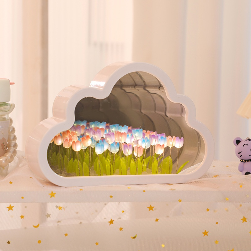  Lámpara nocturna de tulipán hecha a mano, adorno de escritorio, luz ambiental