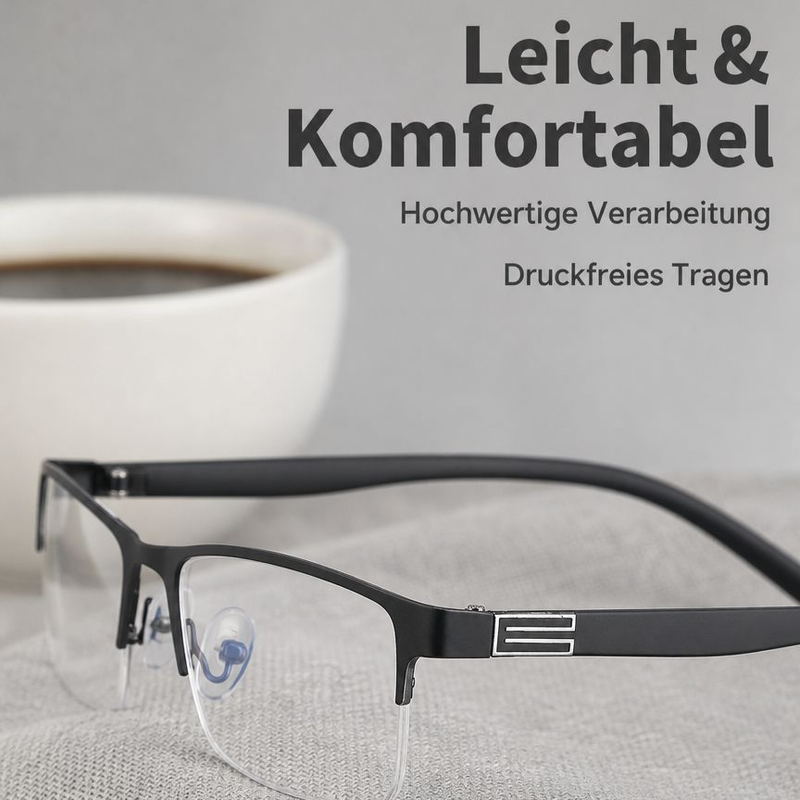 Herren Intelligente Halbrand Lesebrille mit Doppelfokus für Nah- und Fernsicht
