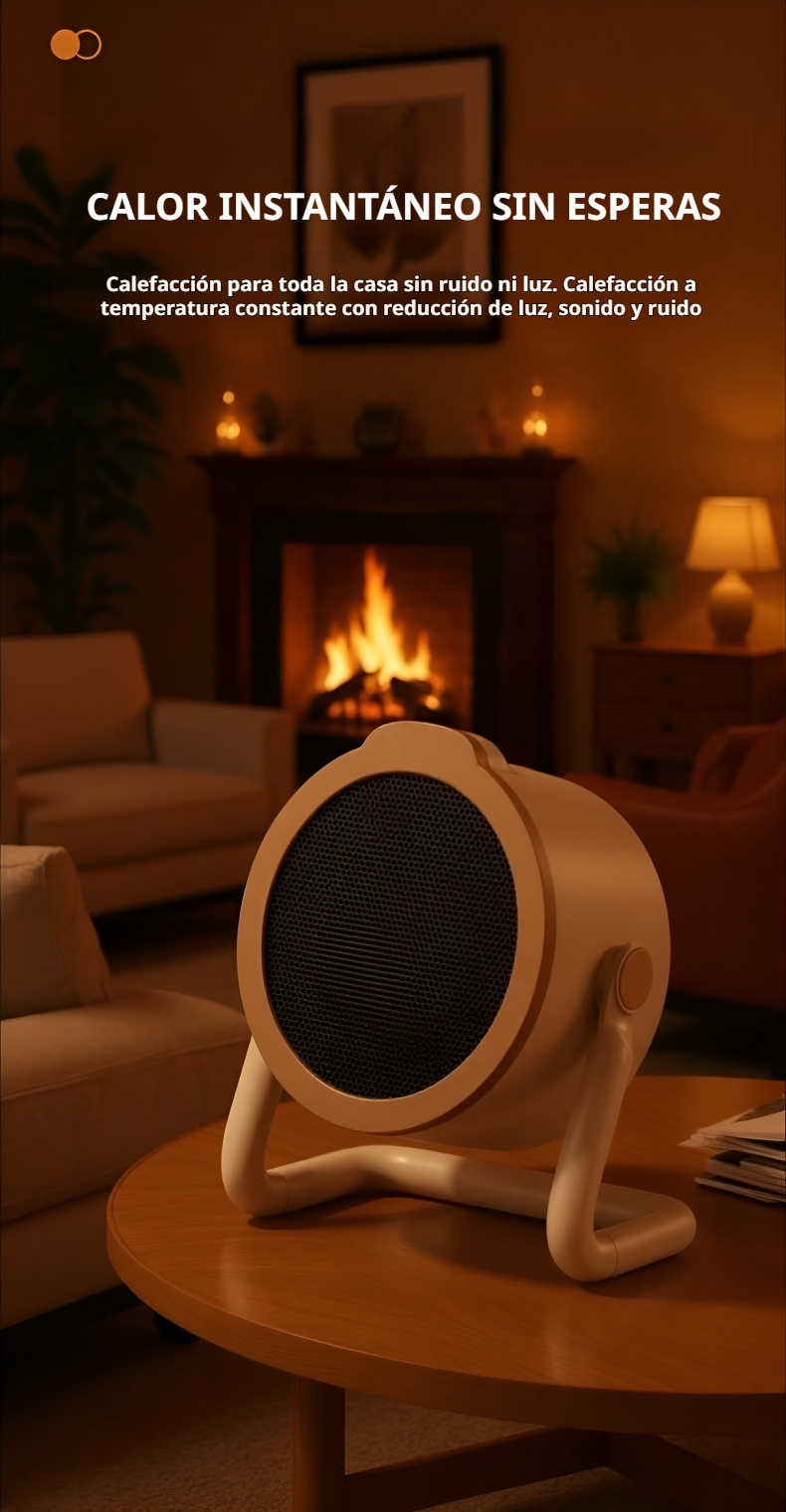 Calefactor portátil de escritorio en uso