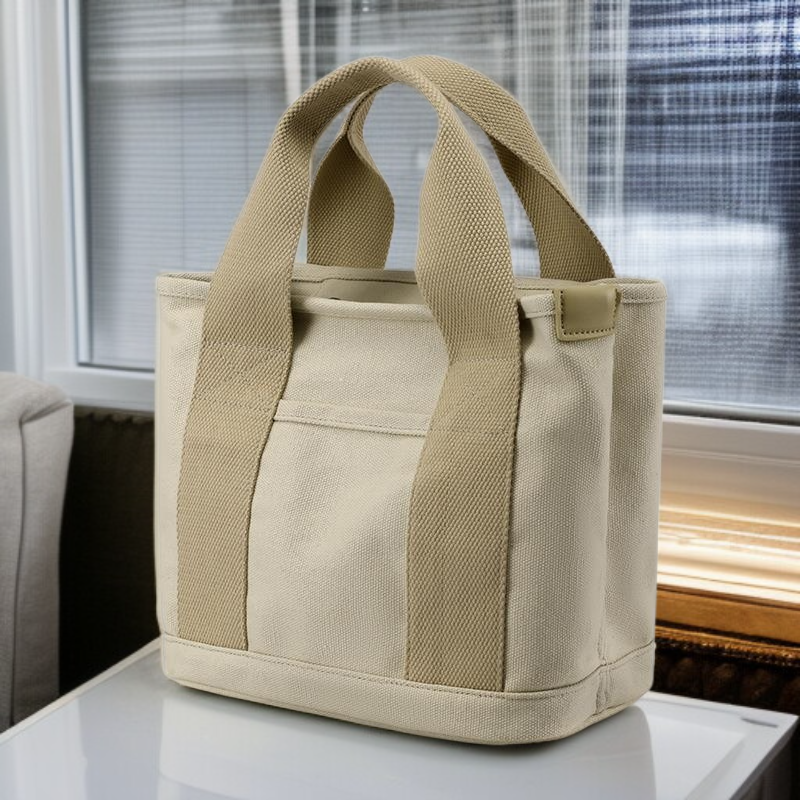 Bolsa de almuerzo de lona multifuncional, bolso de hombro para oficina, bolso tote elegante