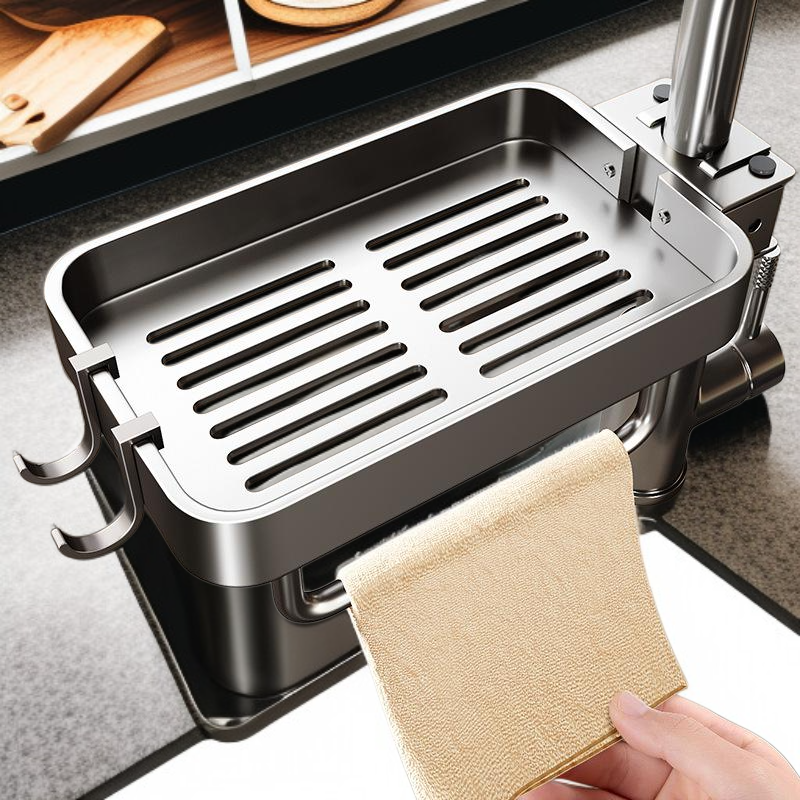 주방 수도꼭지 선반 싱크대 행주 수세미 스폰지 수납 배수 바구니