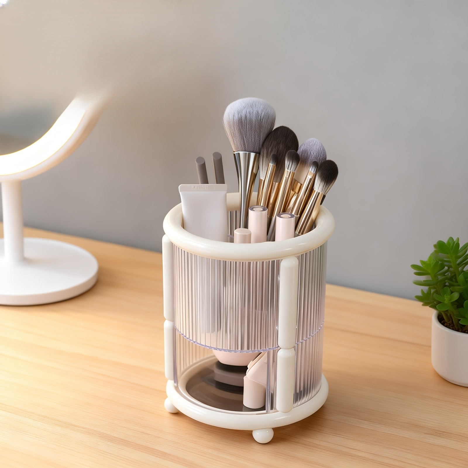 Multifunktionale Schminkpinsel-, Lippenstift- und Augenbrauenstift-Box