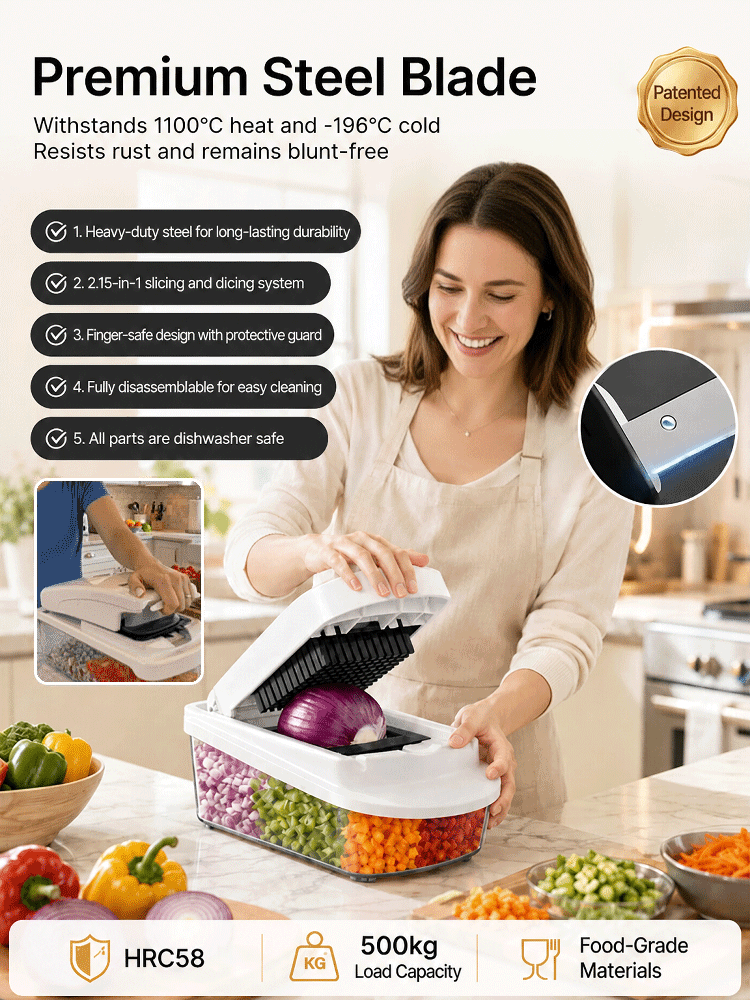【420J2 Sharp Blade】15-in-1 Multifunctional Vegetable Cutter