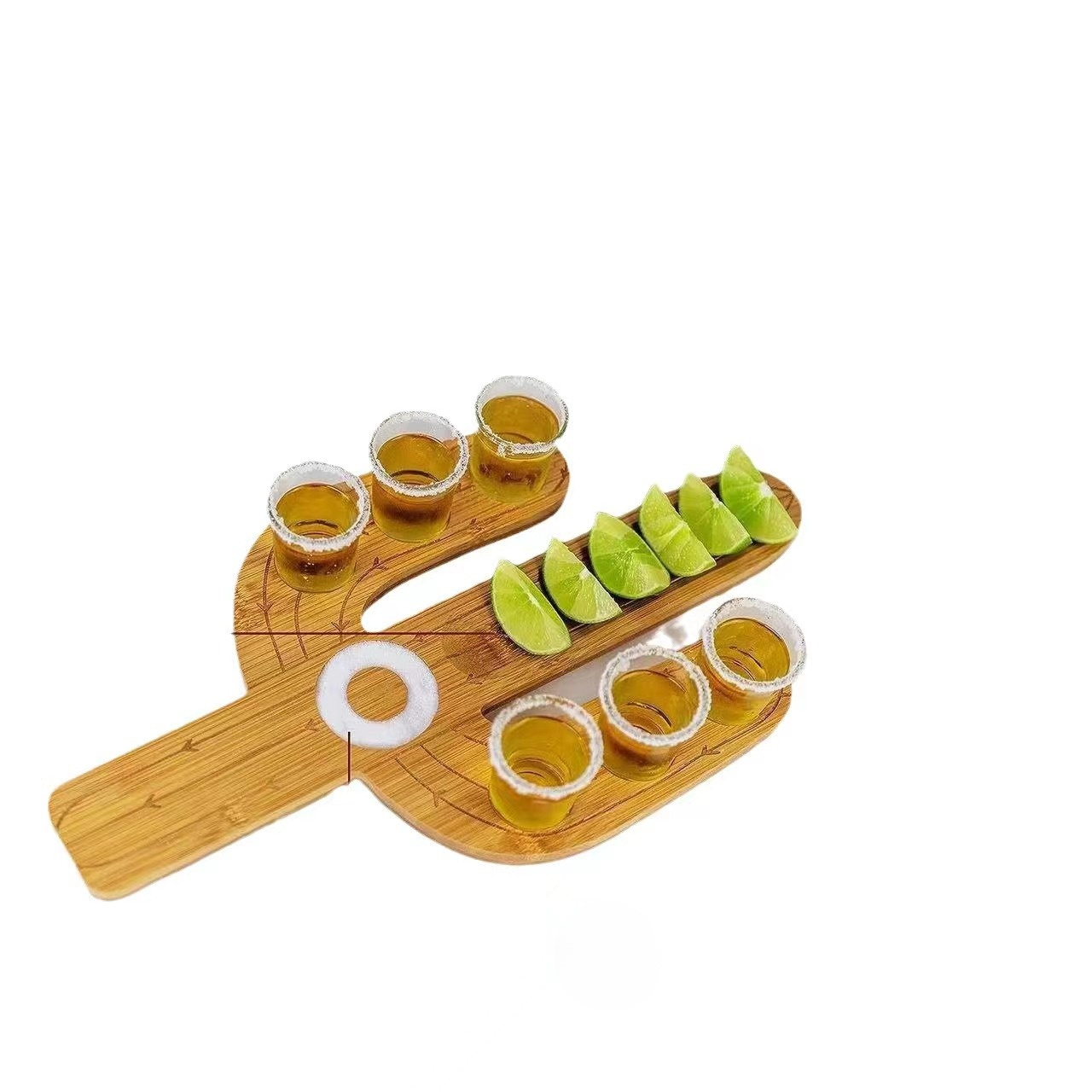 Cactus Tequila Shot Glass with Salt and Sugar Box