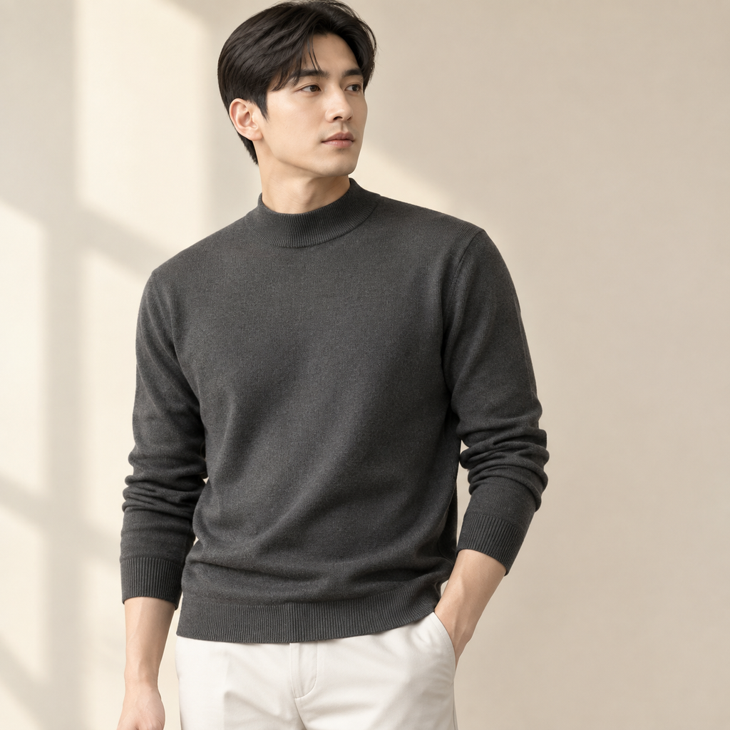 남성 봄·가을·겨울 신상 따뜻한 방모 반목 단색 니트 스웨터