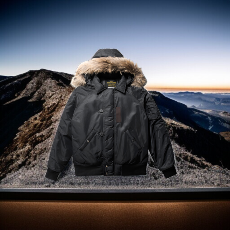 防寒N-2Bジャケット 防水加工 フード脱着式 冬用綿入りアウター