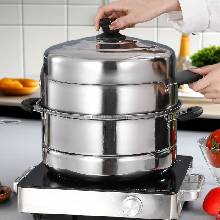 Three-Tier Stainless Steel Steaming Pot